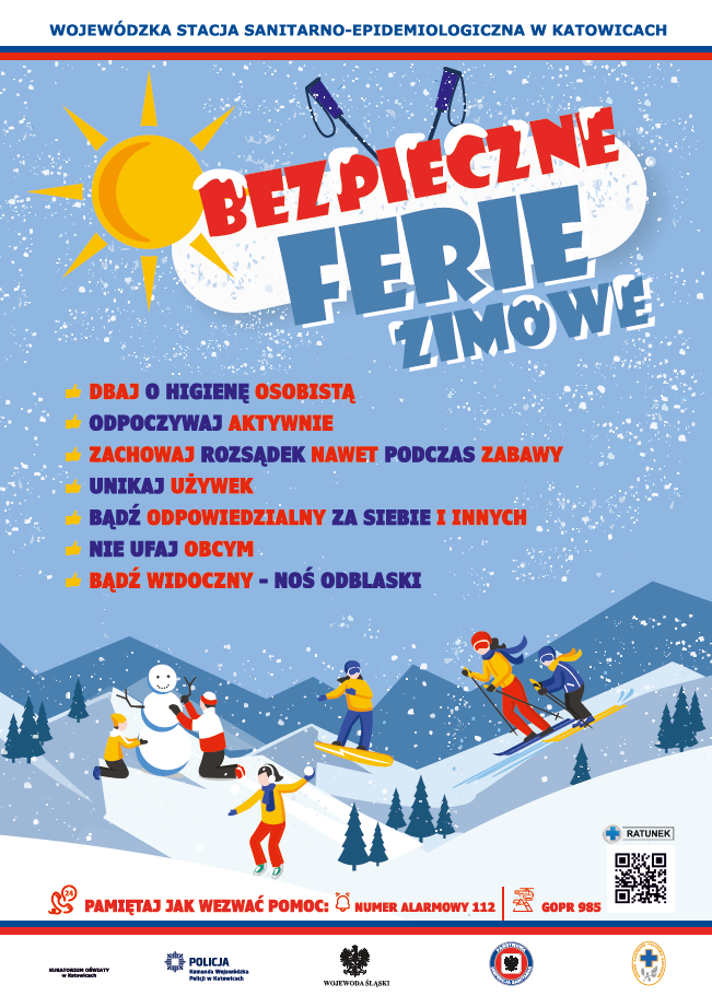 bezpieczne ferie plakat